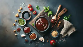 Vibrant vegan sauce with rich texture and deep hue, set against a simple, natural backdrop, tempting for diverse plant-based dishes.