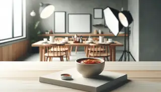 Artfully presented warm sauce in elegant vessel on minimalist table setting, inviting and visually pleasing.