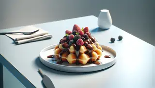 Vegan chocolate-drenched finger food with fresh berries on a clean, luxurious table setting