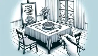 A beautifully arranged table featuring a tantalizing, toasty sauce as the star, set in a serene dining ambiance.