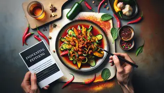 A colorful vegan sushi platter showcasing a fusion of Asian flavors, with vibrant vegetables and marinated tofu, symbolizing innovative plant-based cuisine.