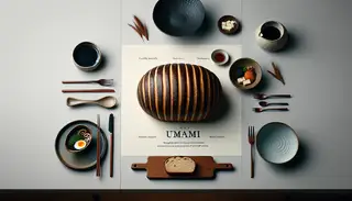 A minimalist table setting featuring a loaf of 'umami bread' with traditional Asian flavors, elegantly presented for enjoyment.