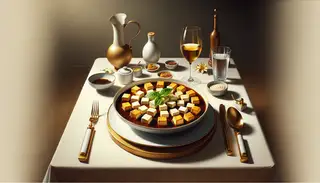 Vegan Chewy Tofu Marinade Delight on Elegant Table Setting