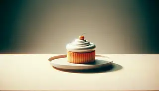 A minimalist dessert on a simple table, part of the 'Exciting Flavors Dessert' line, ready to enjoy.