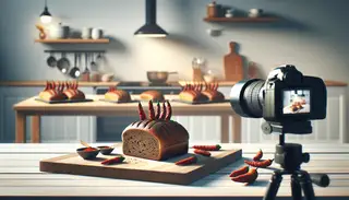 A close-up image of a freshly baked vegan Spicy Bread on a minimalist table setting, exuding vibrant plant-based flavors and warmth.