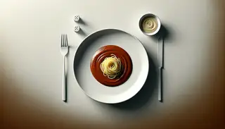 A bowl of Al Dente Sauce, a fusion of Italian and Asian flavors, elegantly presented on a clean table setting.