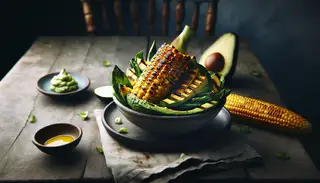 A vibrant, gluten-free Grilled Corn and Avocado Salad, showcasing charred corn and velvety avocado, stands out as a summer delicacy on a simple, uncluttered table.